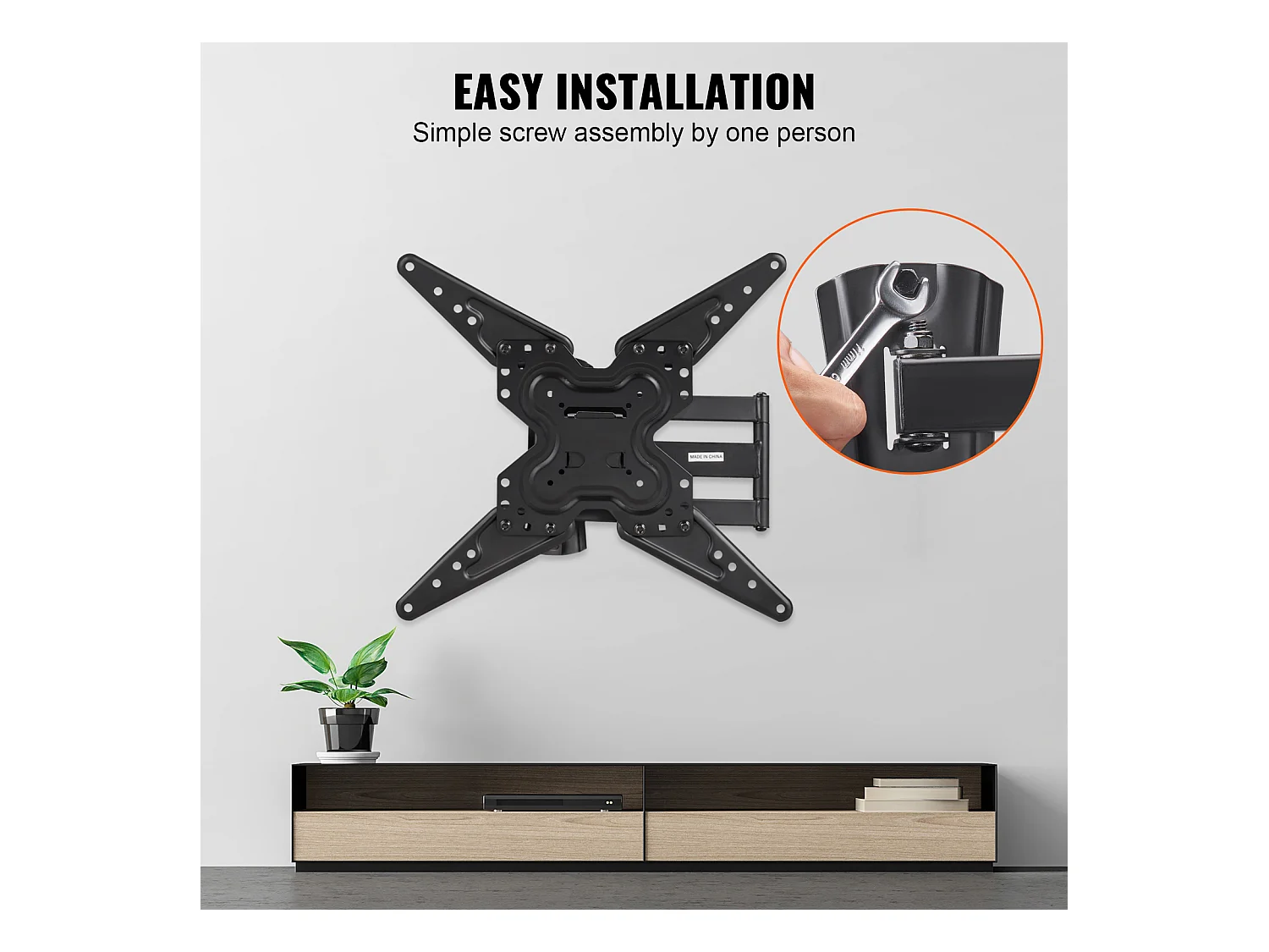 Support Mural TV à Mouvement Complet Articulé SucceBuy, pour Écrans de 66 à 140cm