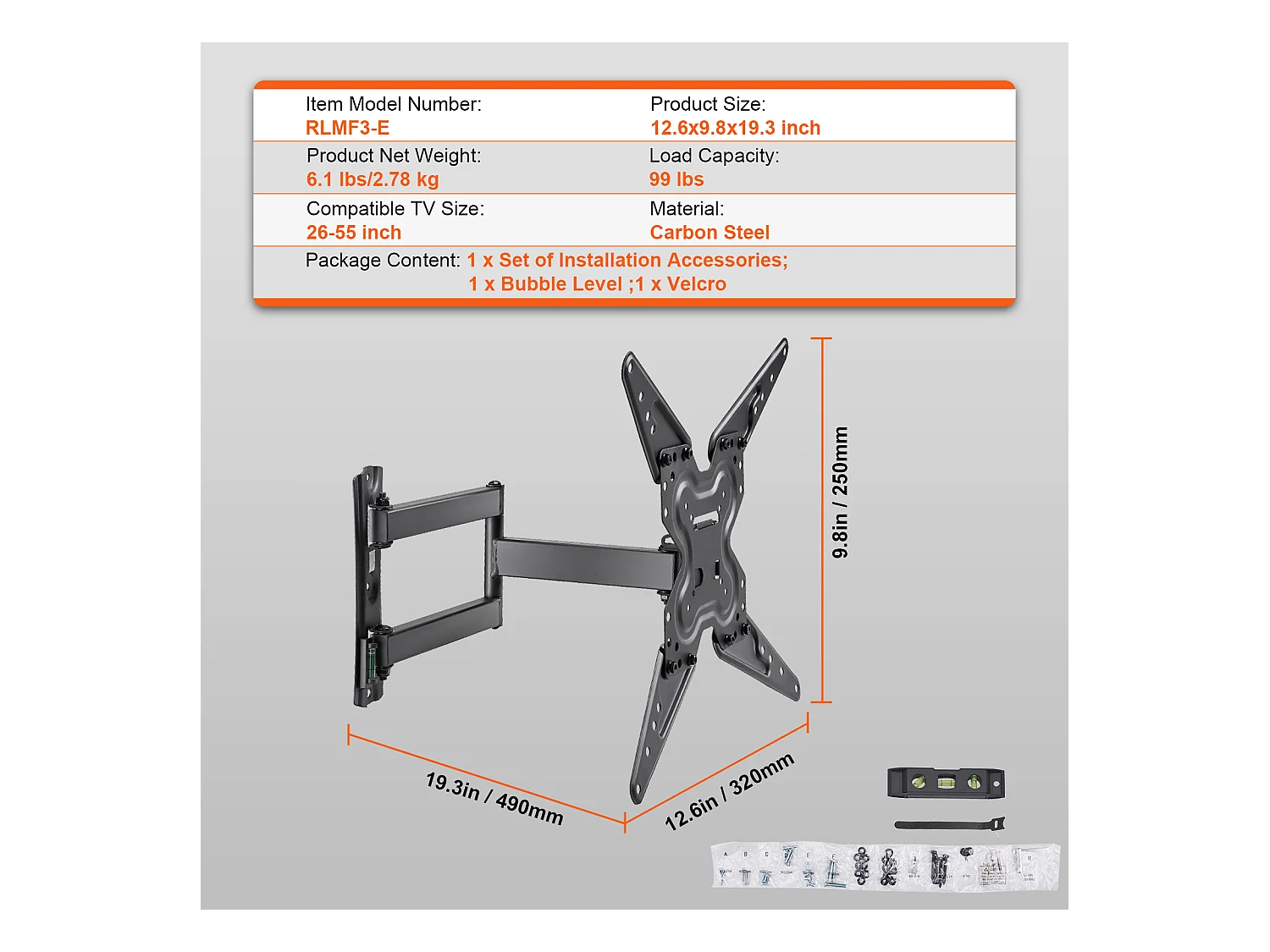 Wieżańca Ścienna do Telewizora z Pełnym Ruchu Artykulowanym SucceBuy, dla EKRANÓW o rozmiarze 66–140 cm