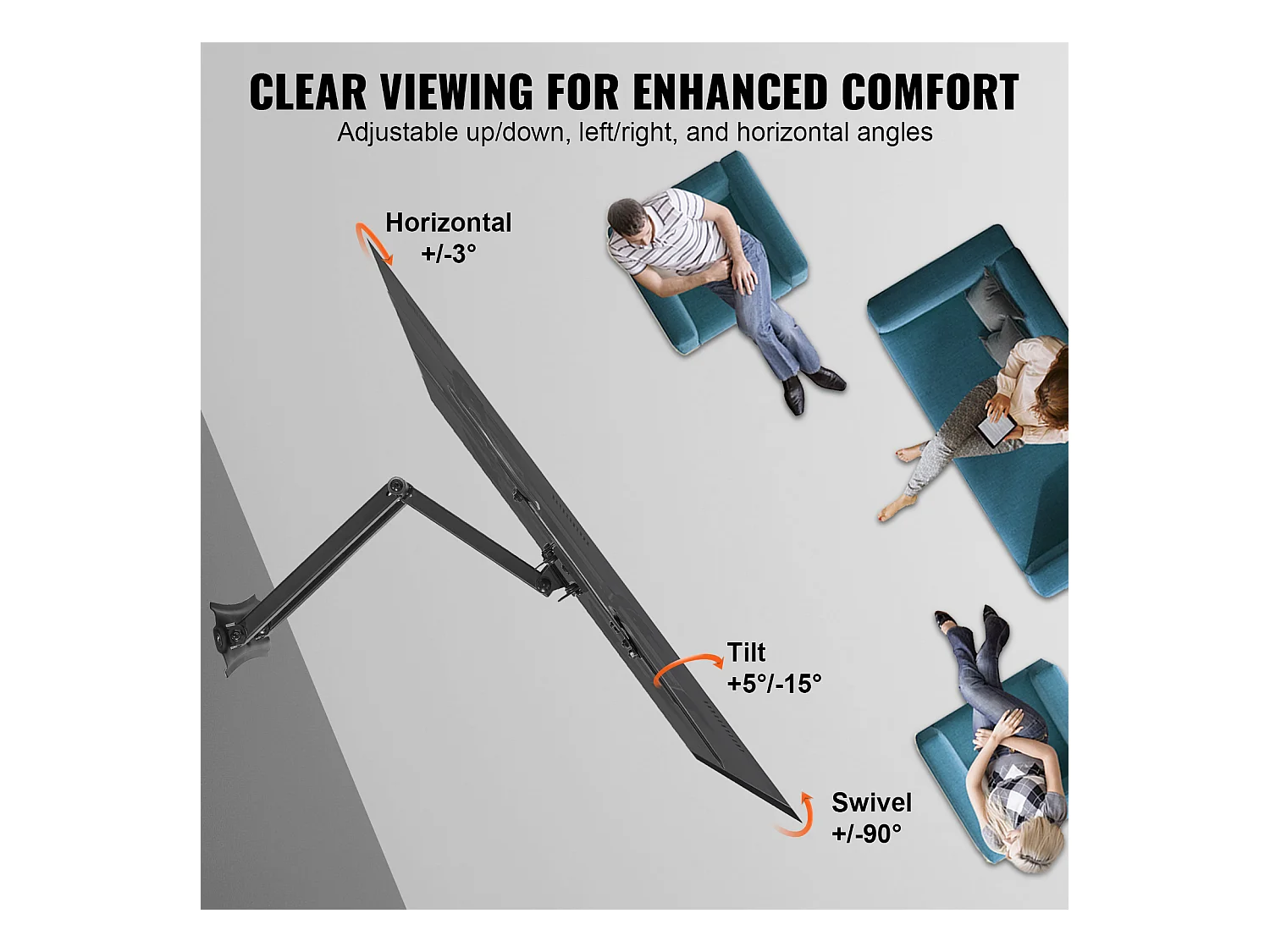 Wieżańca Ścienna do Telewizora z Pełnym Ruchu Artykulowanym SucceBuy, dla EKRANÓW o rozmiarze 66–140 cm