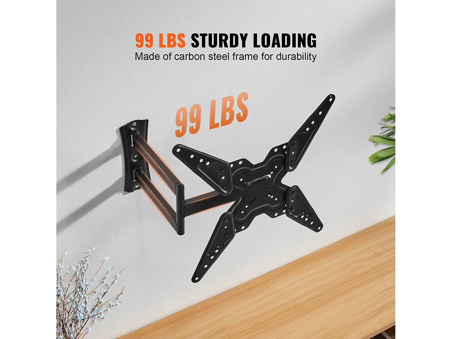 Support Mural TV à Mouvement Complet Articulé SucceBuy, pour Écrans de 66 à 140cm