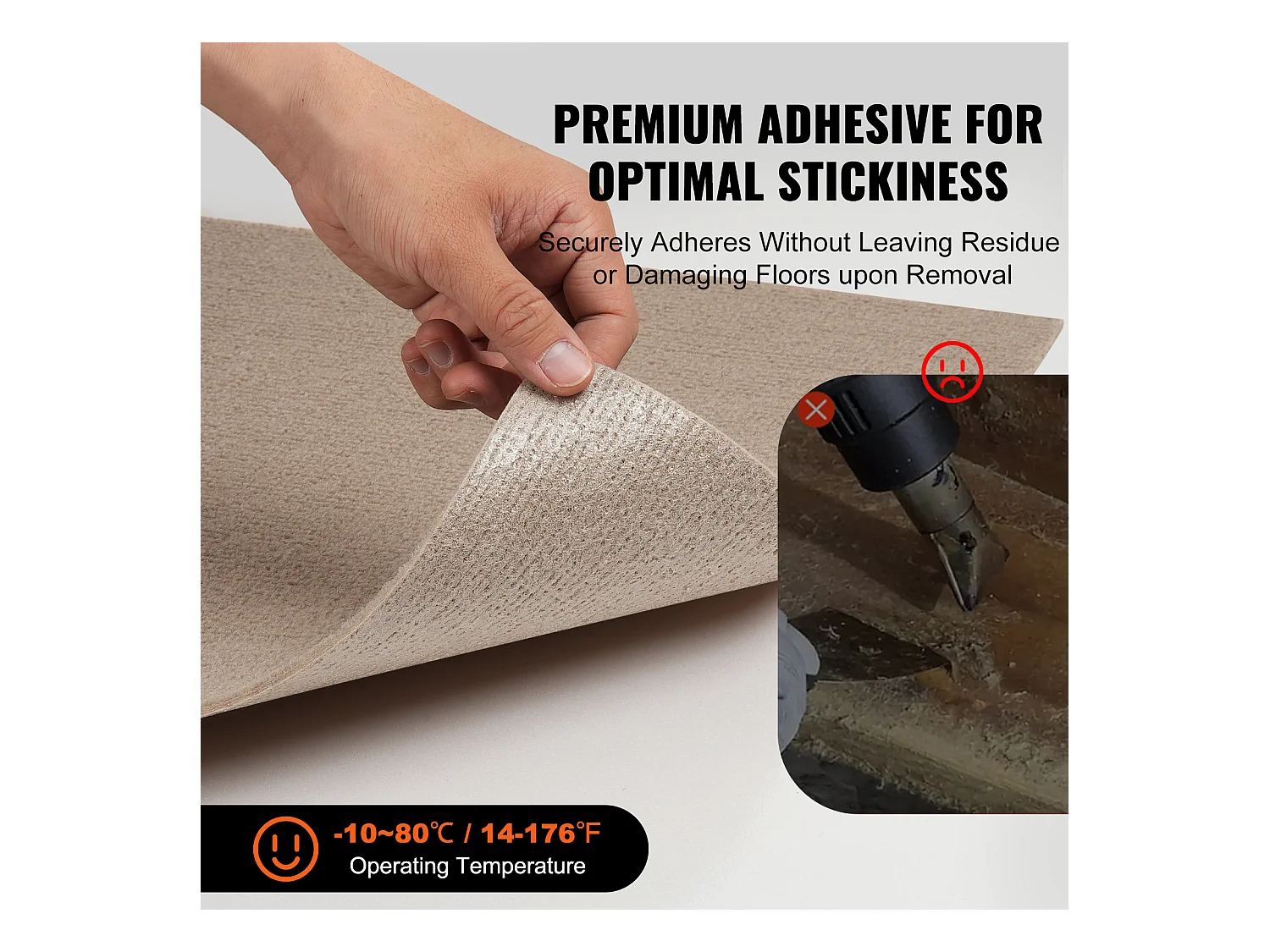 Tapis SucceBuy Dalles de Moquette Lot de 10 dalles de Moquette Autocollantes 45.72 x 45.72cm - Marron Clair