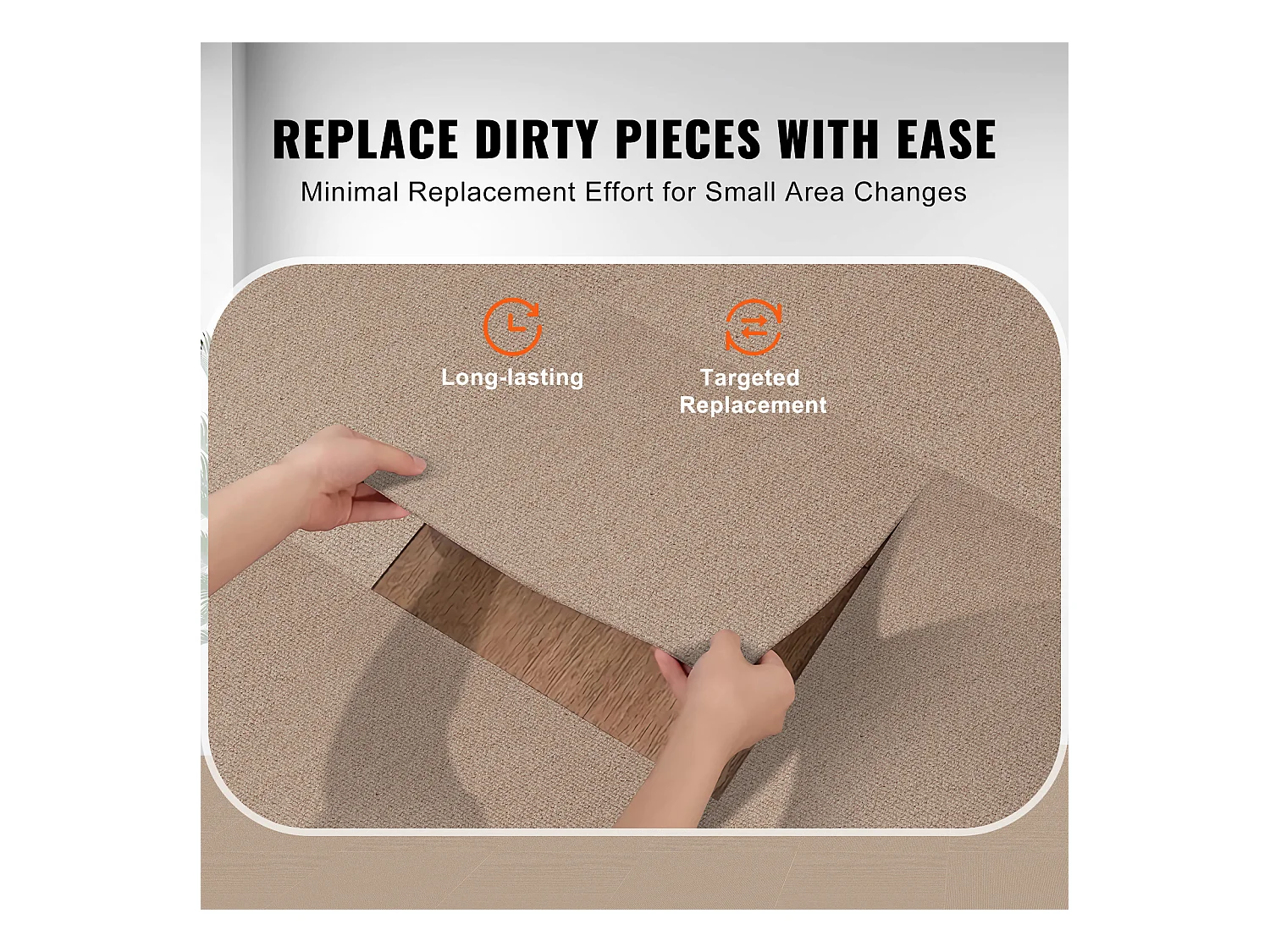 Tapis SucceBuy Dalles de Moquette Lot de 10 dalles de Moquette Autocollantes 45.72 x 45.72cm - Marron Clair