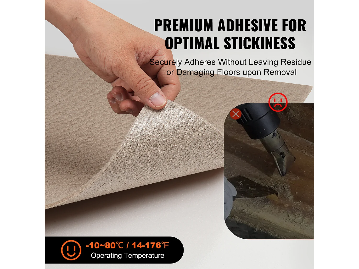 Tapis SucceBuy Dalles de Moquette Lot de 10 dalles de Moquette Autocollantes 45.72 x 45.72cm - Marron Clair