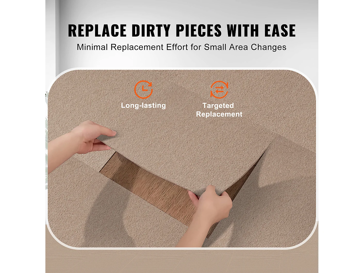 Tapis SucceBuy Dalles de Moquette Lot de 10 dalles de Moquette Autocollantes 45.72 x 45.72cm - Marron Clair