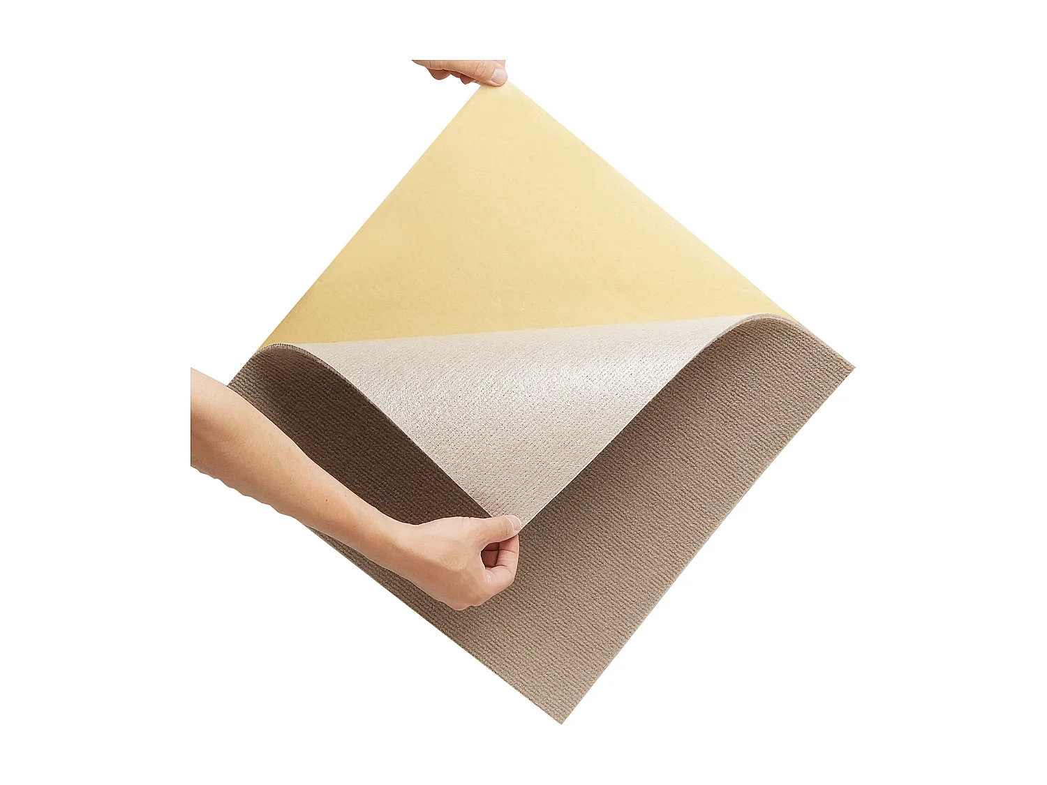 Tapis SucceBuy Dalles de Moquette Lot de 10 dalles de Moquette Autocollantes 45.72 x 45.72cm - Marron Clair