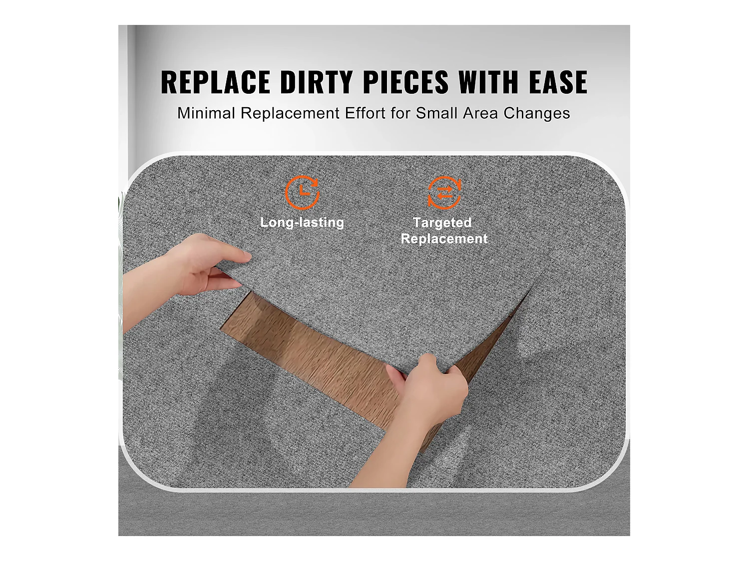 Płytki Dywanowe SucceBuy Zestaw 12 Samoprzylepnych Płytek 30,48 x 30,48 cm – Jasnoszary