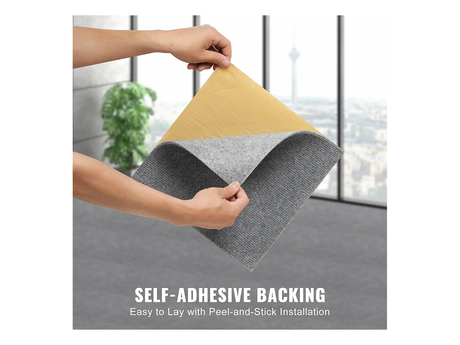 Tapis SucceBuy Dalles de Moquette Lot de 12 dalles de Moquette Autocollantes 30.48 x 30.48cm - Gris clair