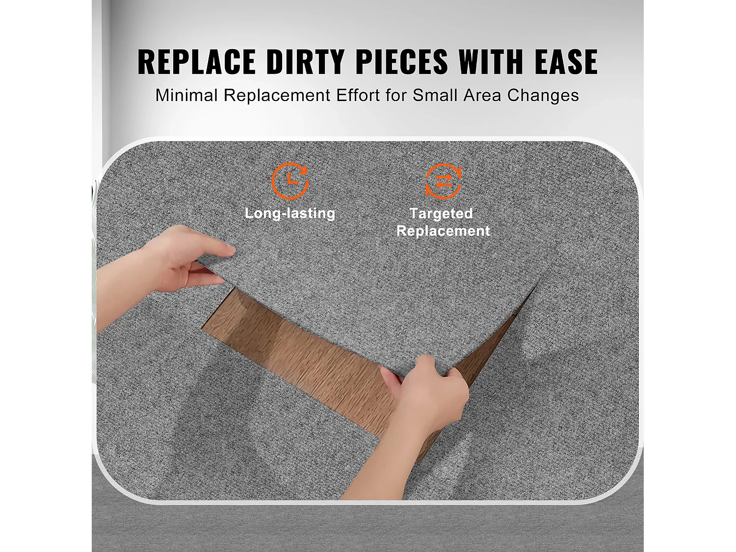 Tapis SucceBuy Dalles de Moquette Lot de 12 dalles de Moquette Autocollantes 30.48 x 30.48cm - Gris clair