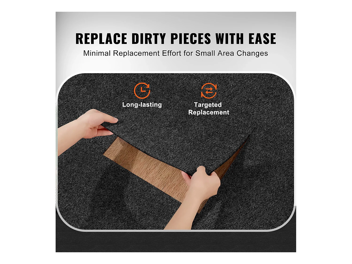 Tapis SucceBuy Dalles de Moquette Autocollantes 60.96 x 60.96cm, 15 Pièces, Noir Carbone