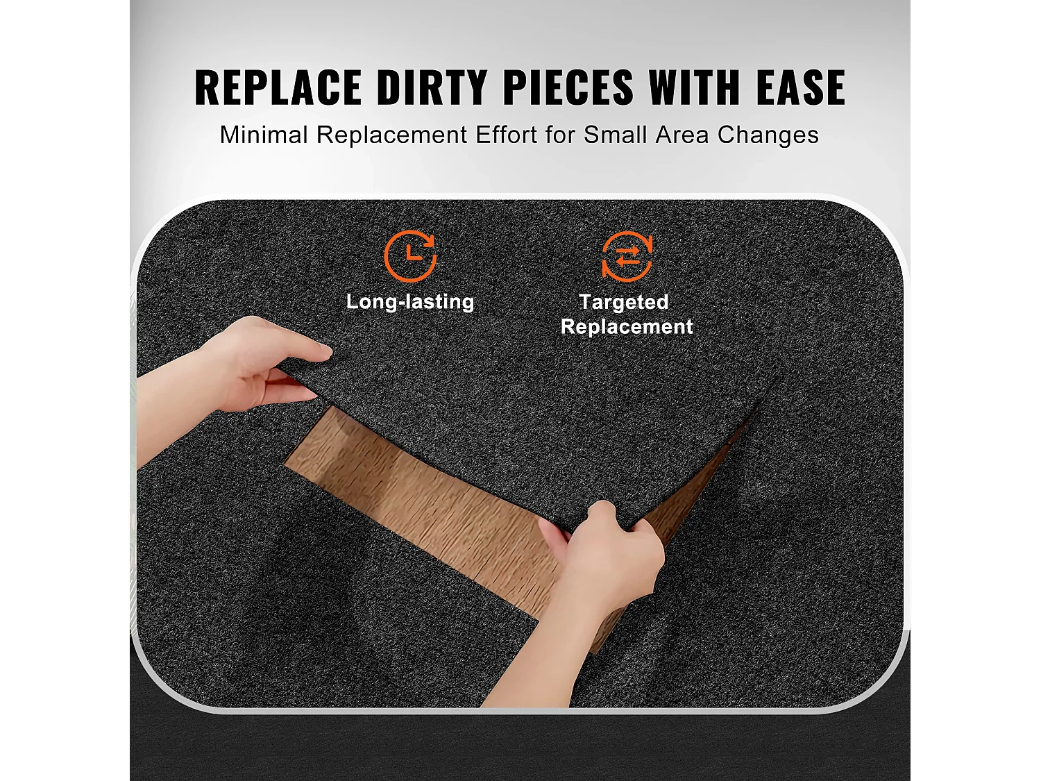 Tapis SucceBuy Dalles de Moquette Autocollantes 60.96 x 60.96cm, 15 Pièces, Noir Carbone