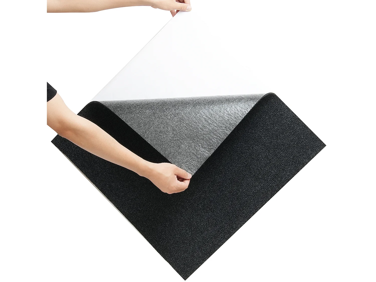 Tapis SucceBuy Dalles de Moquette Autocollantes 60.96 x 60.96cm, 15 Pièces, Noir Carbone