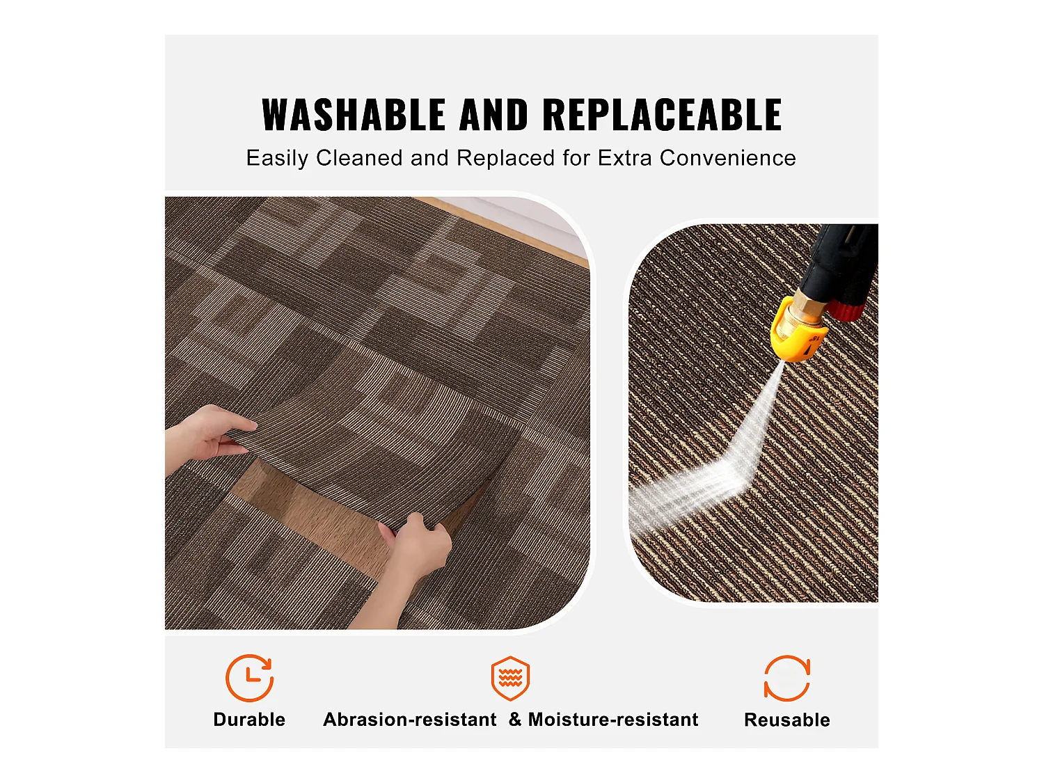 Tapis SucceBuy Dalles de Moquette 24 Pièces 60.96 x 60.96cm Carrés avec Rembourrage Attaché DIY - Marron Mélangé