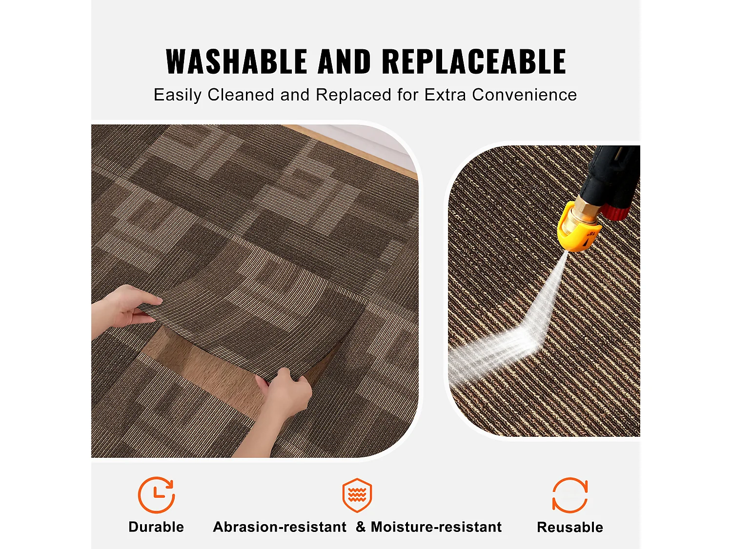 Tapis SucceBuy Dalles de Moquette 24 Pièces 60.96 x 60.96cm Carrés avec Rembourrage Attaché DIY - Marron Mélangé