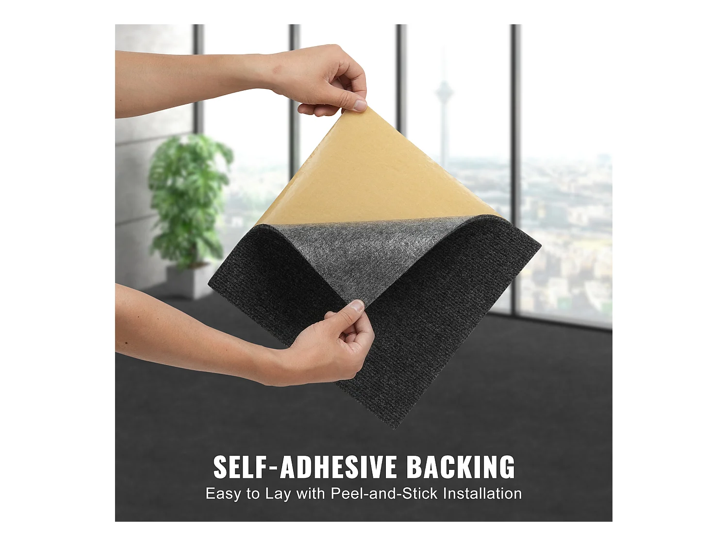 Tapis SucceBuy Dalles de Moquette Autocollantes 30.48 x 30.48cm - Gris Foncé