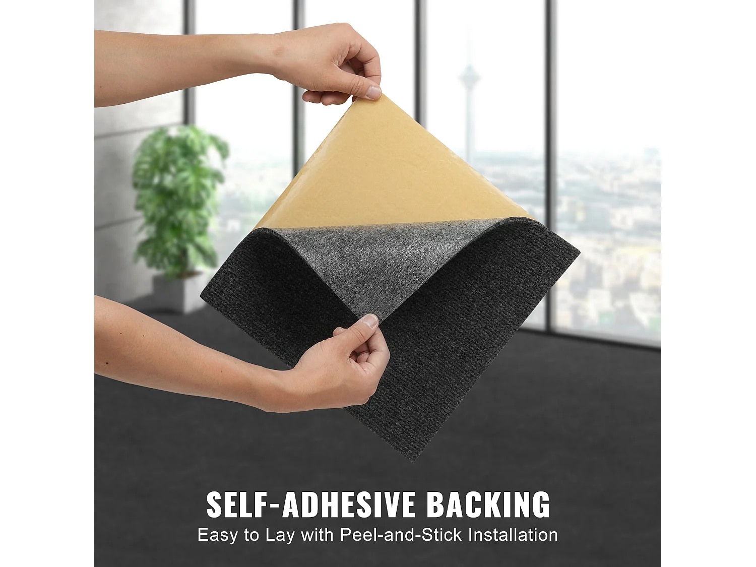 Teppichfliesen Selbstklebend SucceBuy 30,48 x 30,48 cm – Dunkelgrau