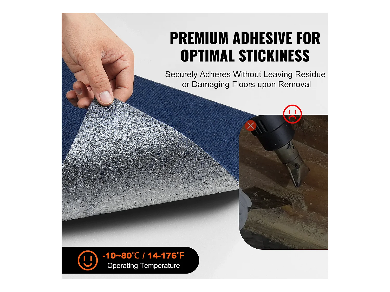 Tapis SucceBuy Dalles de Moquette Lot de 15 dalles de Moquette Autocollantes 60.96 x 60.96cm, Bleu Foncé