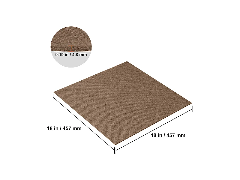 Tapis SucceBuy Dalles de Moquette Lot de 10 dalles de Moquette Autocollantes 45.72 x 45.72cm - Marron Foncé