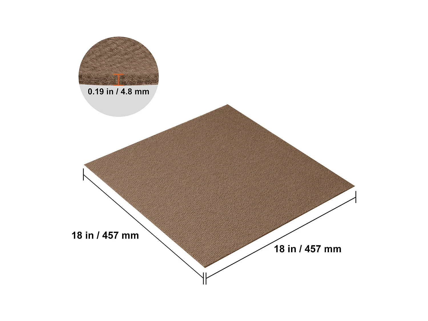 Tapis SucceBuy Dalles de Moquette Lot de 10 dalles de Moquette Autocollantes 45.72 x 45.72cm - Marron Foncé