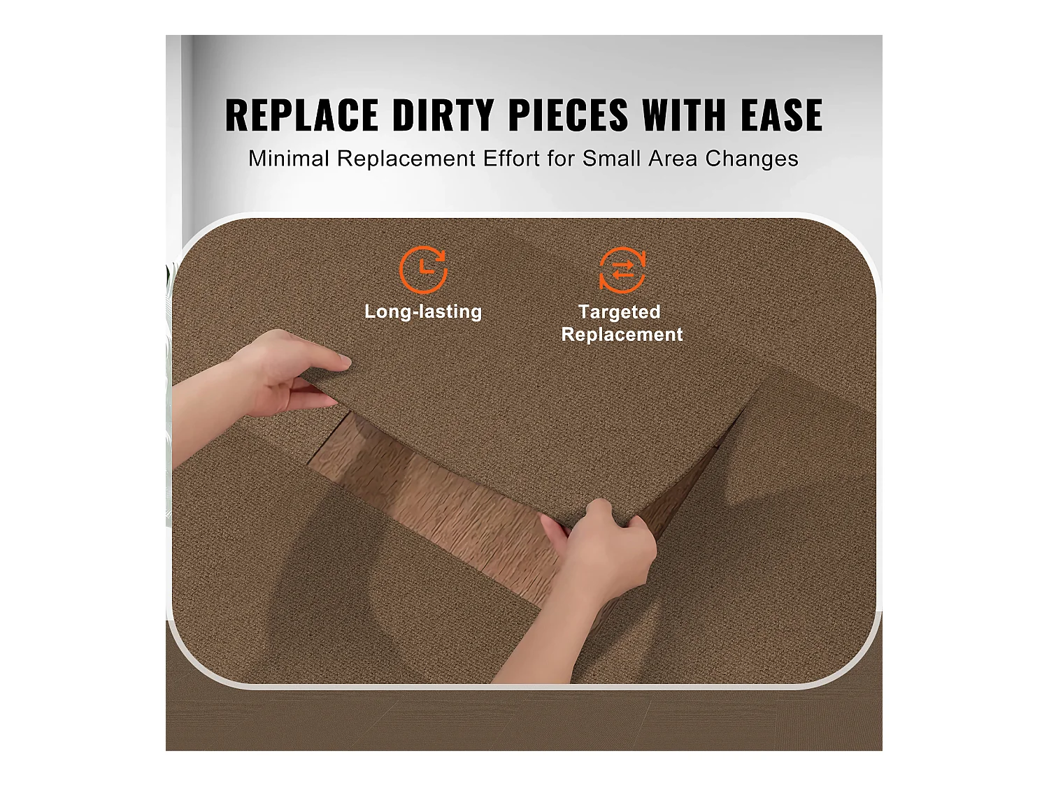 Tapis SucceBuy Dalles de Moquette Lot de 10 dalles de Moquette Autocollantes 45.72 x 45.72cm - Marron Foncé