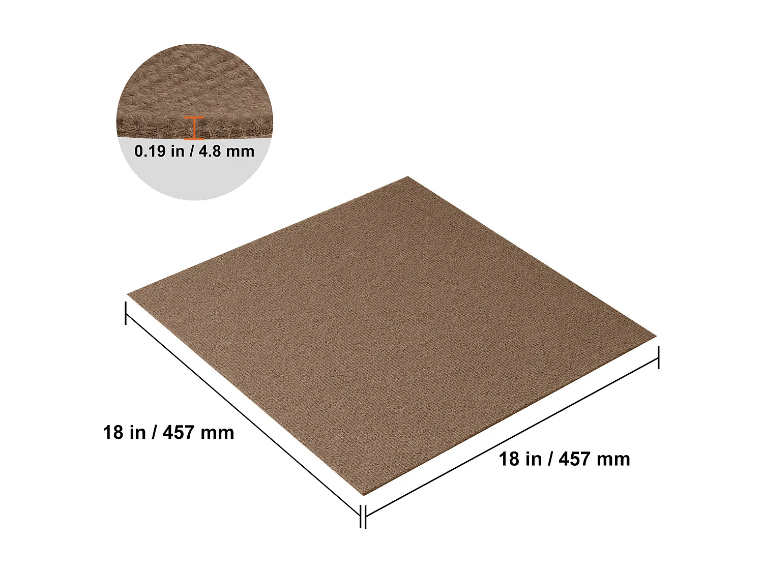 Tapis SucceBuy Dalles de Moquette Lot de 10 dalles de Moquette Autocollantes 45.72 x 45.72cm - Marron Foncé