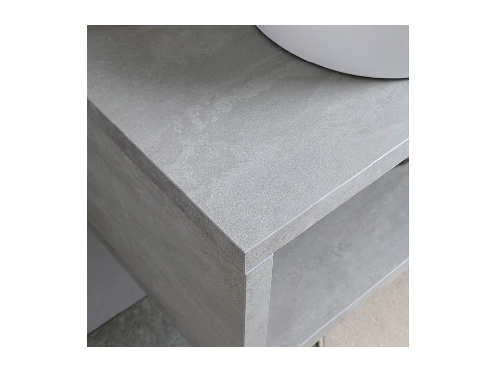 Meuble de salle de bain suspendu gris « Samos » 100 cm avec vasque ovale en céramique et miroir simple