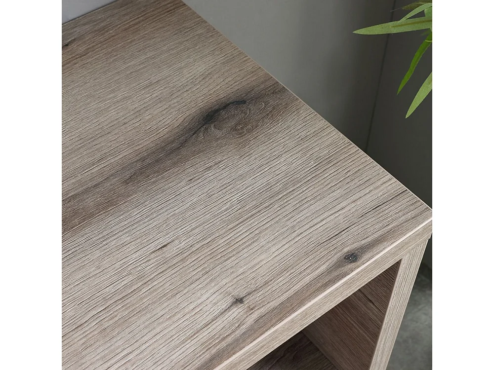 Mobile bagno sospeso rovere fossile "Samoa" 120 cm con lavabo ovale e specchio rettangolare LED