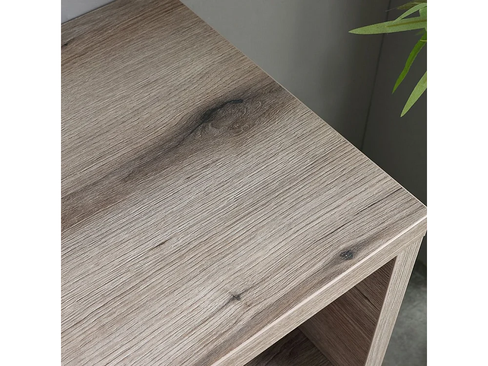 Mobile bagno sospeso rovere fossile "Samoa" 120 cm con lavabo ovale e specchio rettangolare LED