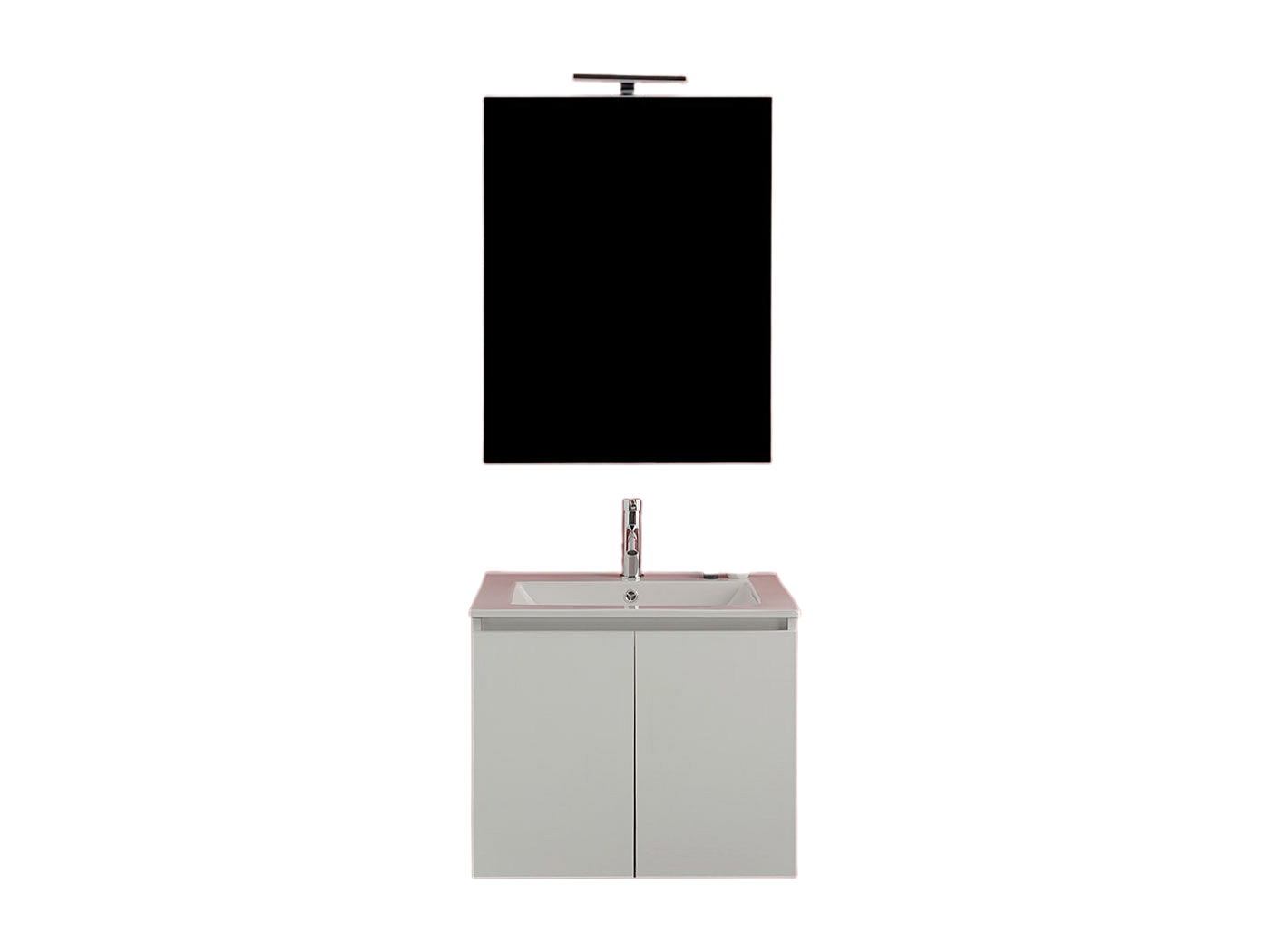 Meuble de salle de bain blanc "Hydra" 60 cm suspendu avec 2 portes avec