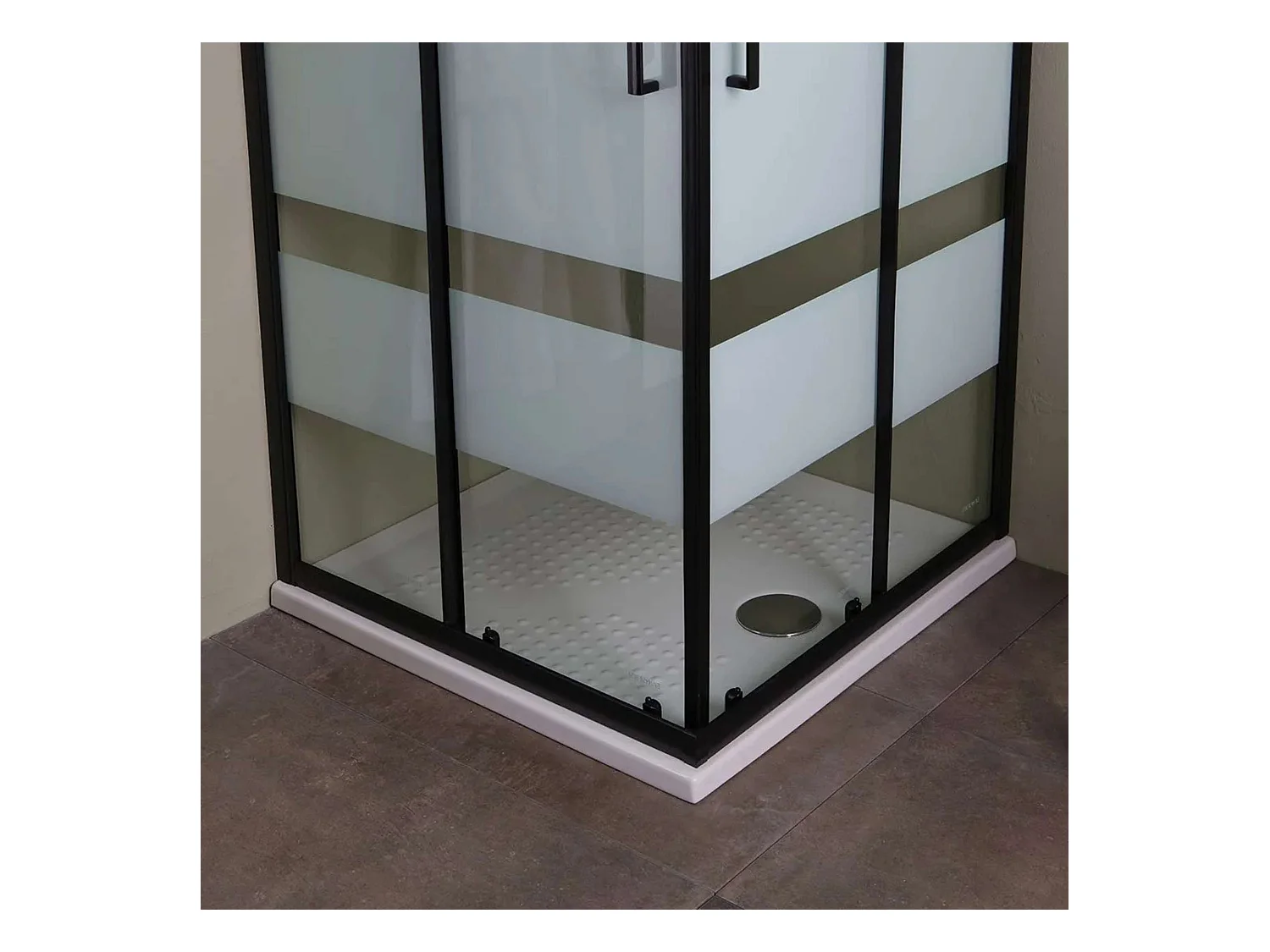 Nowoczesna kabina prysznicowa łazienkowa "Cielo" przesuwna sitodruk z profilem matowym czarnym cm120x80 190h