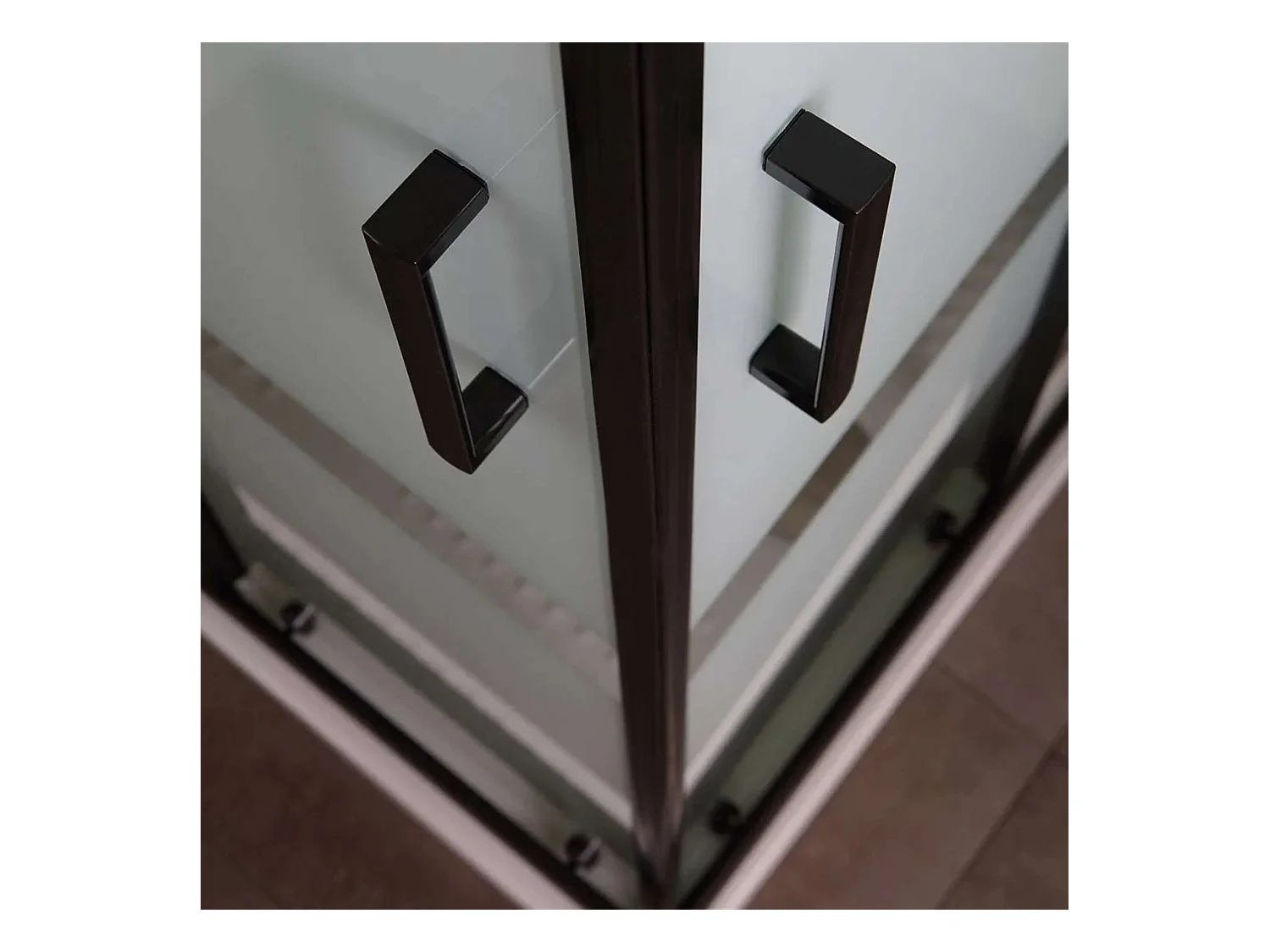 Nowoczesna kabina prysznicowa łazienkowa "Cielo" przesuwna sitodruk z profilem matowym czarnym cm120x80 190h