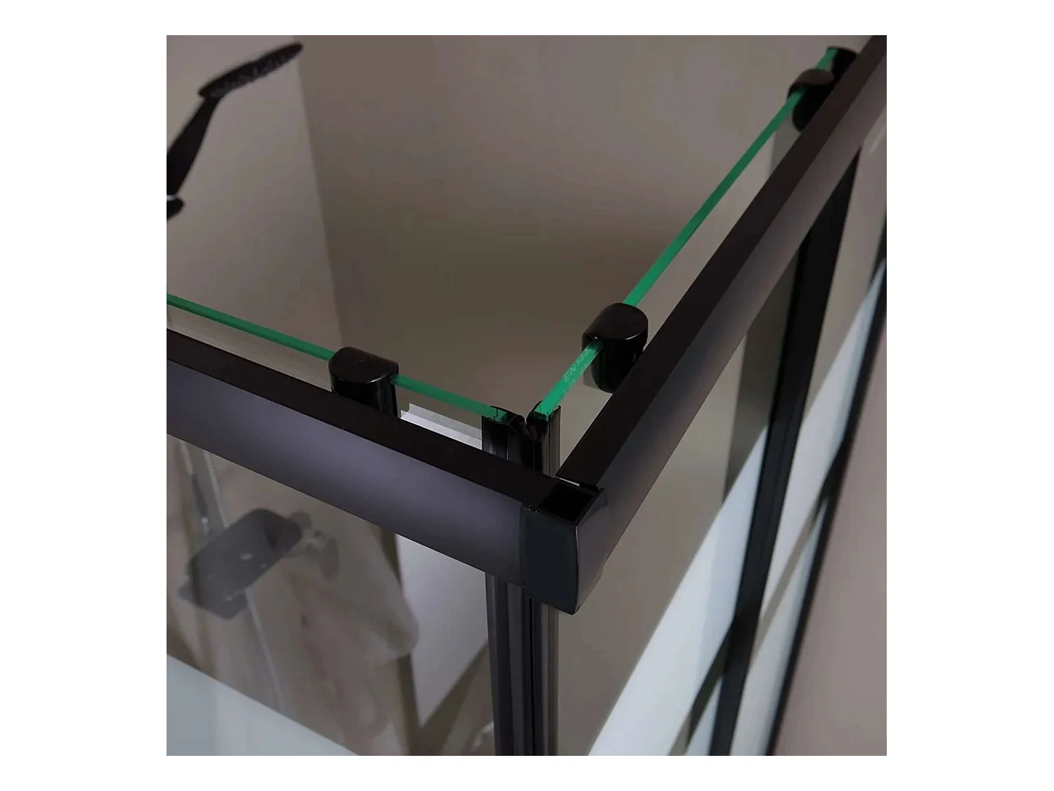 Nowoczesna kabina prysznicowa łazienkowa "Cielo" przesuwna sitodruk z profilem matowym czarnym cm120x80 190h