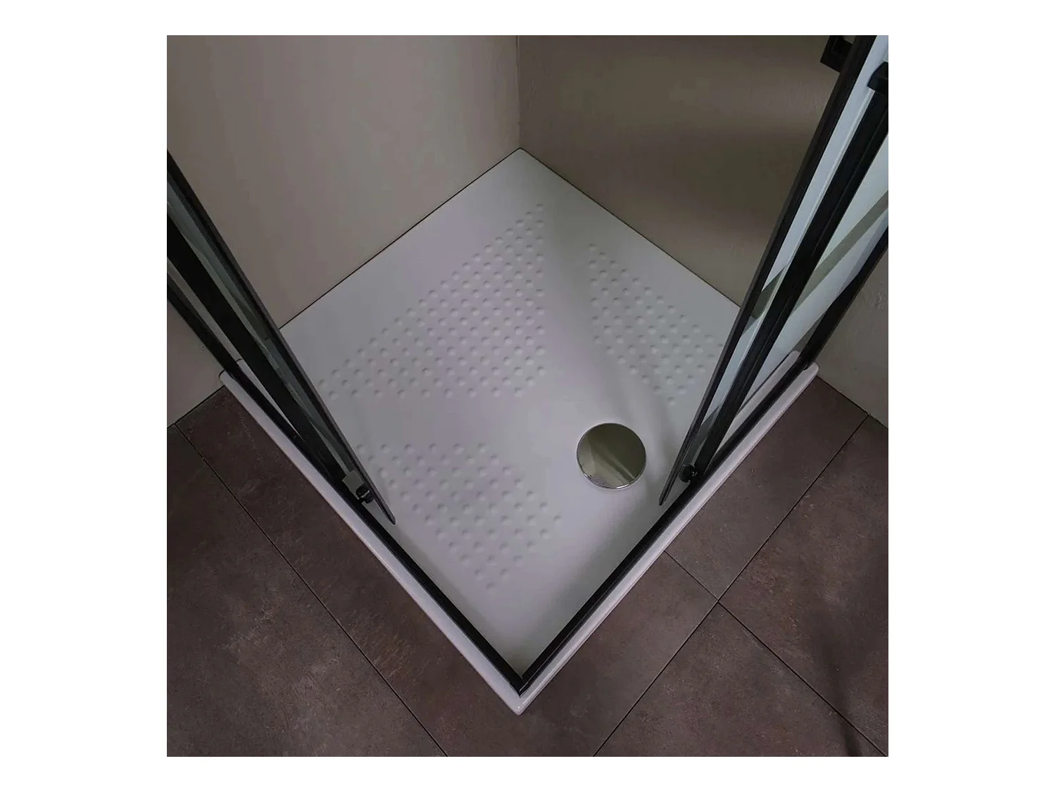 Nowoczesna kabina prysznicowa łazienkowa "Cielo" przesuwna sitodruk z profilem matowym czarnym cm120x80 190h