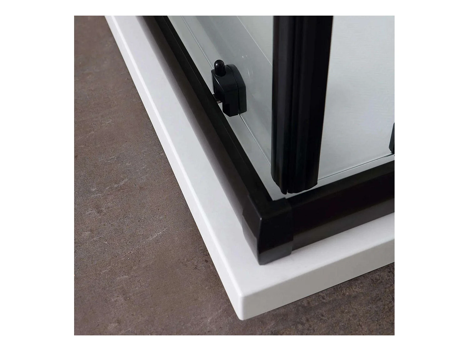 Cabine de douche carrée « Cielo » en verre transparent avec profil noir mat cm 90x90 190 h