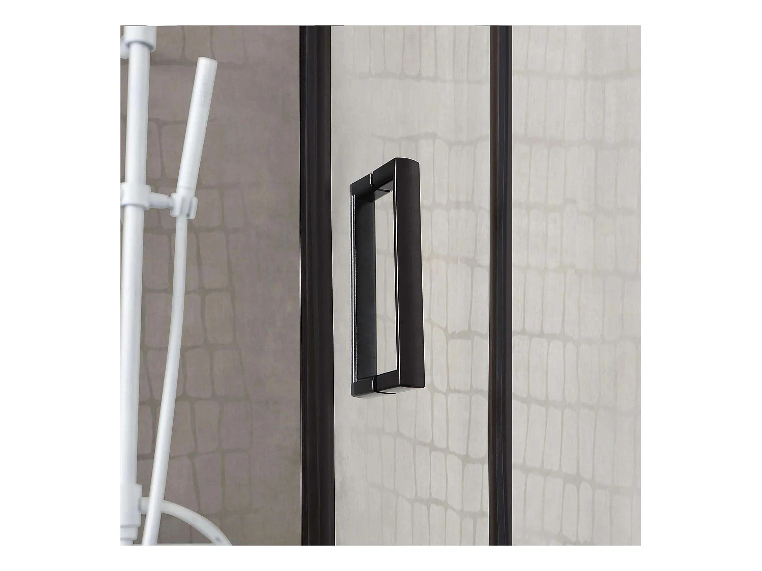 Cabine de douche carrée « Cielo » en verre transparent avec profil noir mat cm 90x90 190 h