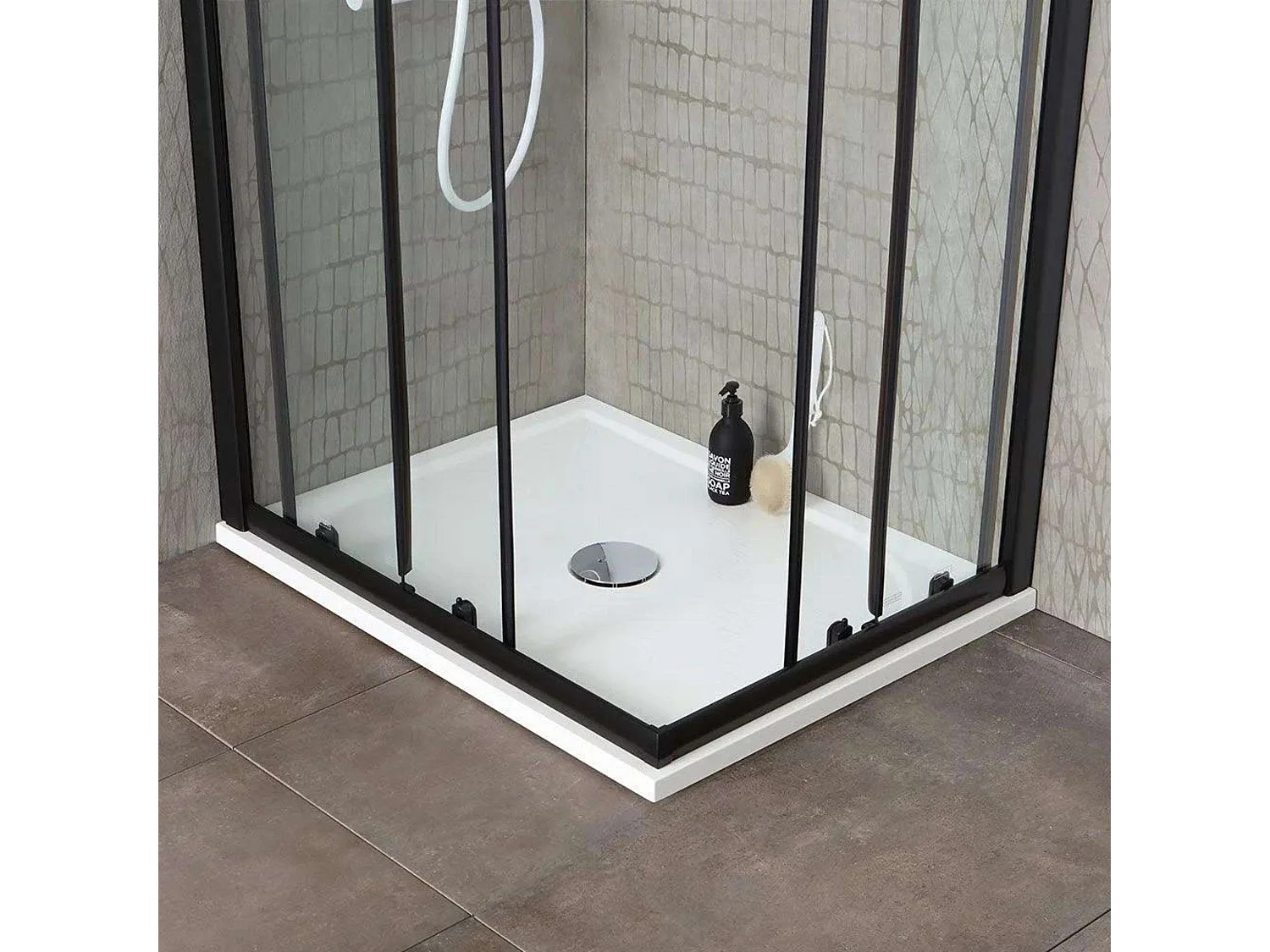 Kabina prysznicowa kwadratowa "Cielo" ze szkła transparentnego z matowym czarnym profilem cm 90x90 190 h