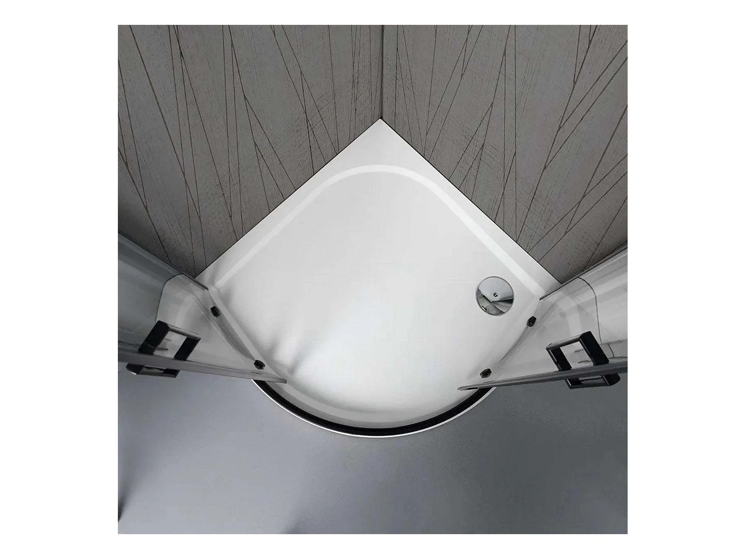 Cabine de douche semi-circulaire « Cielo » en verre transparent et profil noir mat cm 80x80 190 h