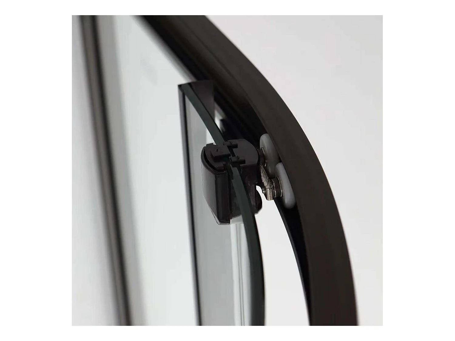 Cabine de douche semi-circulaire « Cielo » en verre transparent et profil noir mat cm 80x80 190 h