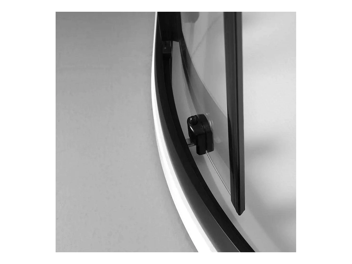 Cabine de douche semi-circulaire « Cielo » en verre transparent et profil noir mat cm 80x80 190 h