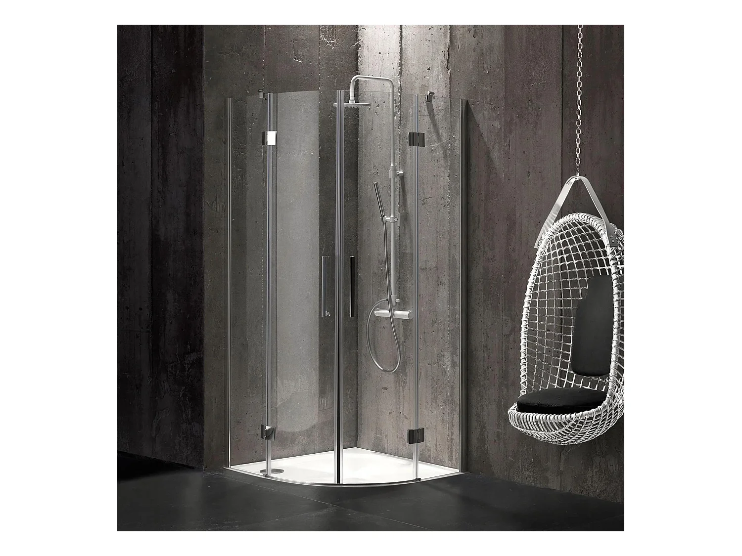 Box doccia semicircolare "Lion" in cristallo senza telaio cm 90x90 190h