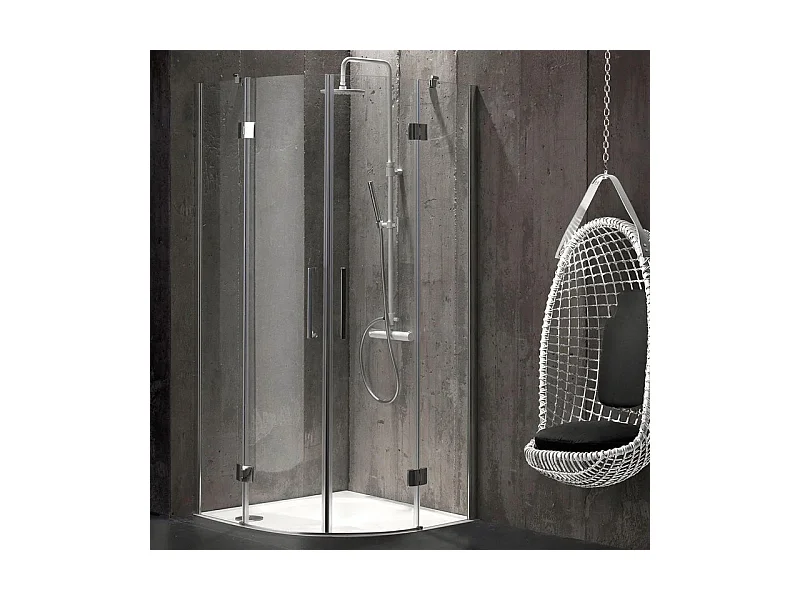 Box doccia semicircolare "Lion" in cristallo senza telaio cm 90x90 190h