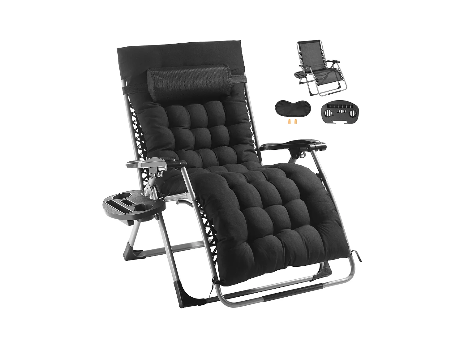 Bain de Soleil SucceBuy Chaise Zéro Gravité 83cm pour Intérieur et Extérieur avec Coussin et Porte-Gobelet