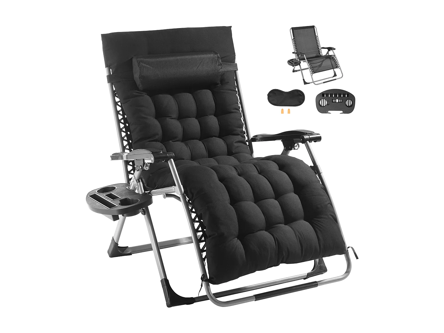 Bain de Soleil SucceBuy Chaise Zéro Gravité 83cm pour Intérieur et Extérieur avec Coussin et Porte-Gobelet