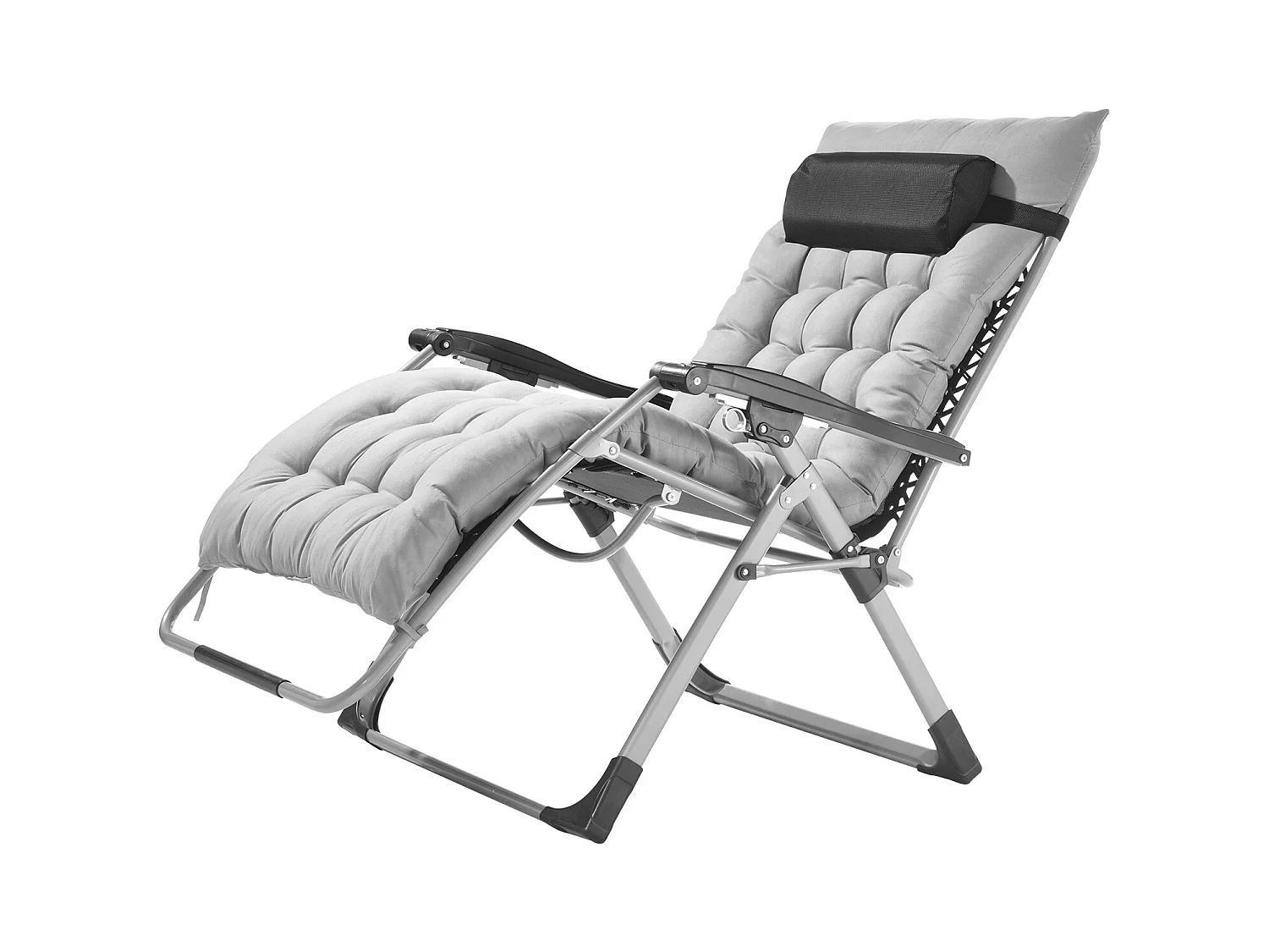 Bain de Soleil SucceBuy Chaise Longue Inclinable Zero Gravity de 83 cm pour Intérieur et Extérieur, Grise