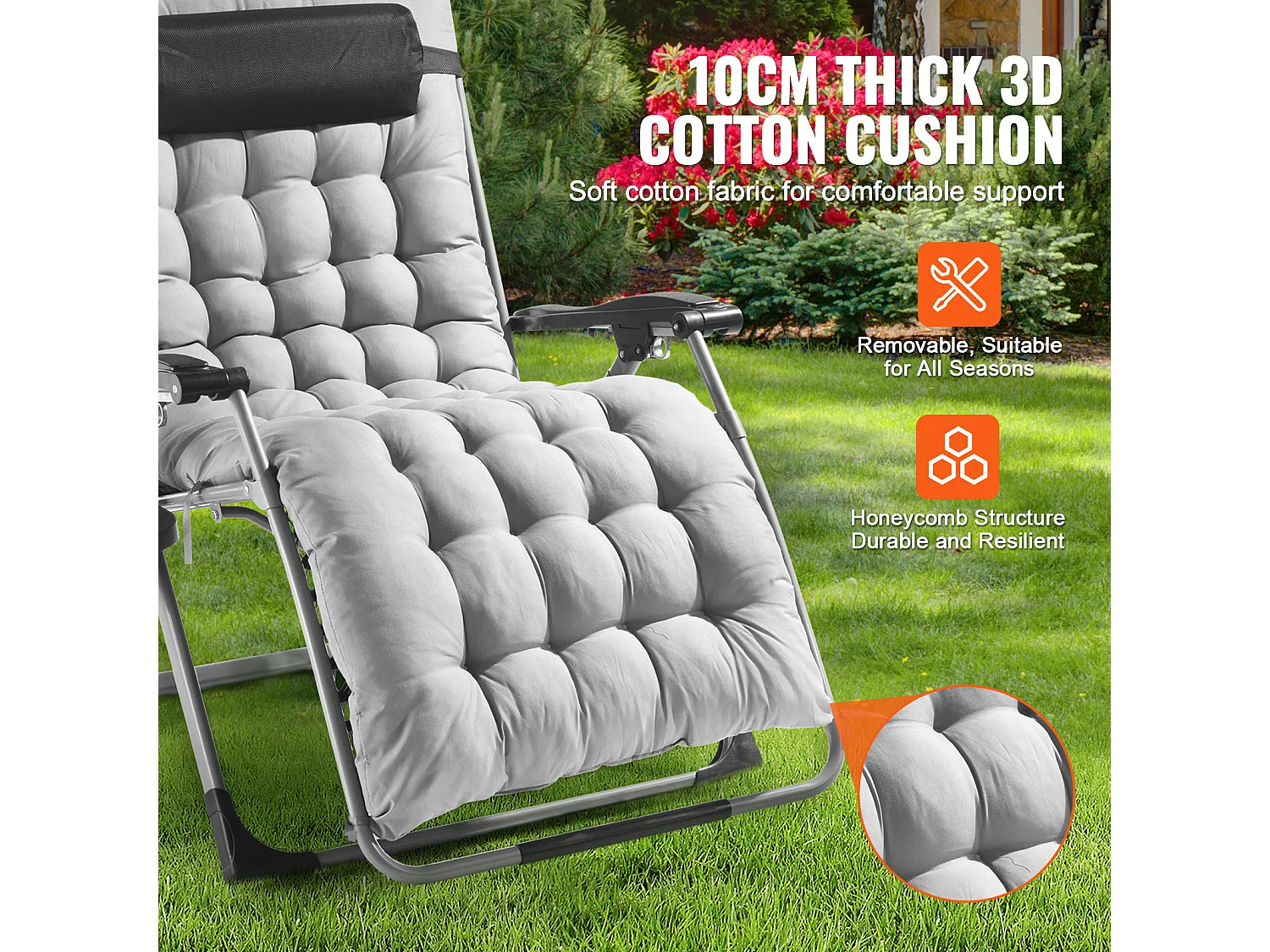 Tumbona Reclinable SucceBuy Tumbona Reclinable de 83 cm con Gravedad Cero, para Interior y Exterior, Color Gris