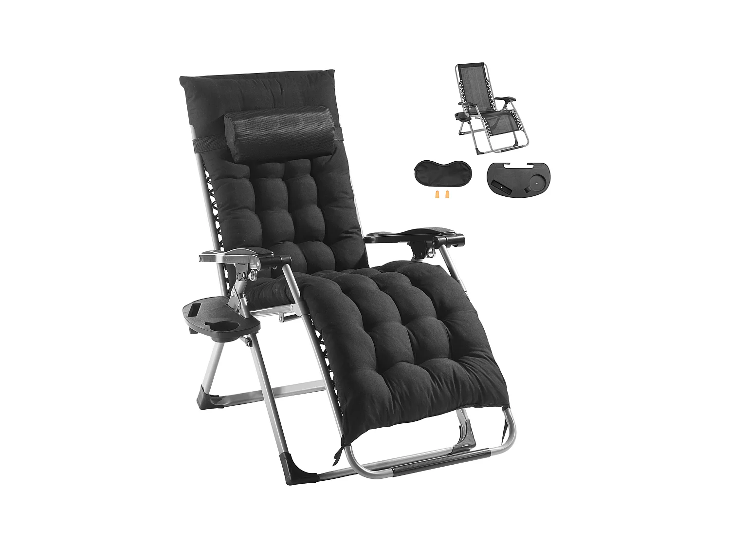 Leżak Słoneczny SucceBuy Leżak z Funkcją Rozkładania Zero Gravity Lounge Chair 66 cm do Użytku Wewnątrz i na Zewnątrz