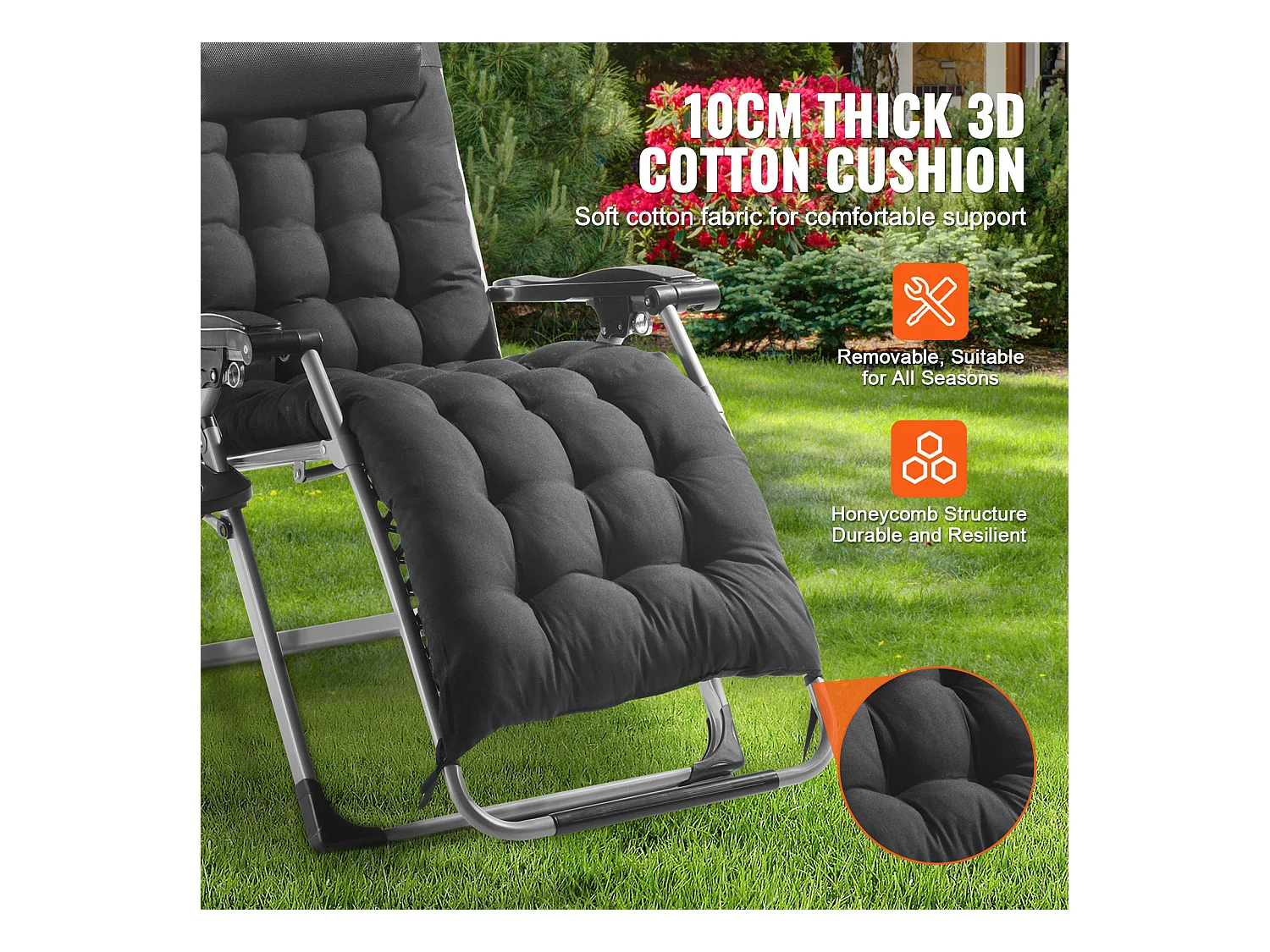 Leżak Słoneczny SucceBuy Leżak z Funkcją Rozkładania Zero Gravity Lounge Chair 66 cm do Użytku Wewnątrz i na Zewnątrz