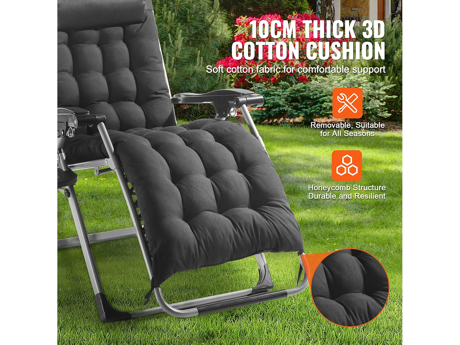 Bain de Soleil SucceBuy Chaise Longue Inclinable Zero Gravity 66 cm pour une Utilisation en Intérieur et en Extérieur