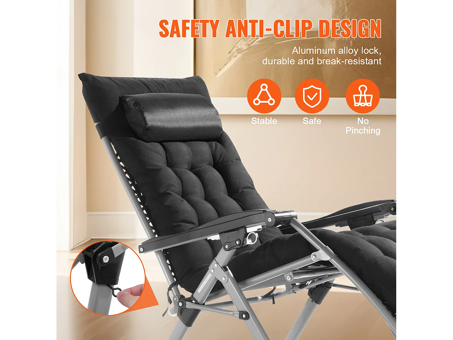Bain de Soleil SucceBuy Chaise Longue Inclinable Zero Gravity 66 cm pour une Utilisation en Intérieur et en Extérieur