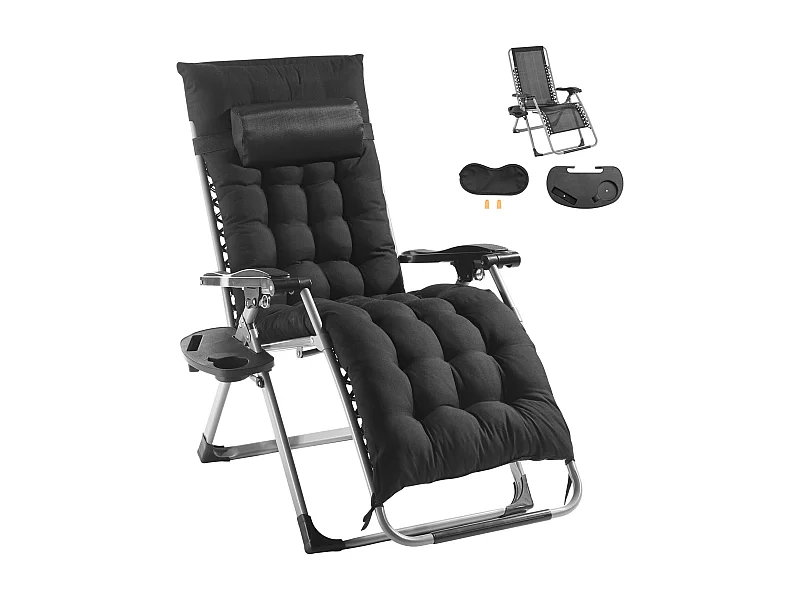 Leżak Słoneczny SucceBuy Leżak z Funkcją Rozkładania Zero Gravity Lounge Chair 66 cm do Użytku Wewnątrz i na Zewnątrz