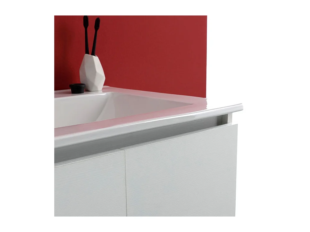 Meuble de salle de bain suspendu « Lefkada » 60 cm avec 2 portes blanches et vasque en céramique